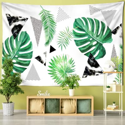 Kokosblad Wandkleed Groene Tropische Planten Boho Hippie Tapez Esthetiek Kamer Huisdecoratie 95x70cm