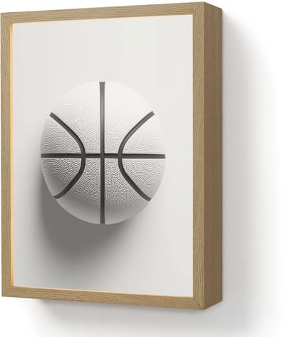 Wandlamp 30x40 cm - Oplaadbaar - Basketbal - Wit - Schaduw - Lijnen - Wandlampen binnen woonkamer - Slaapkamer lamp - Decoratieve nachtlamp - Vloerlamp draadloos