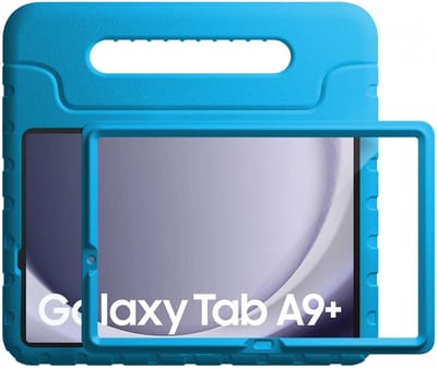 HappyCase Candy+ Kinder Hoes Geschikt voor Samsung Tab A11 Plus / Tab A9 Plus | Tablethoes met Ingebouwde Screenprotector | Kindvriendelijk | Beschermhoes | Handvat en Standaard | Kinderhoes | Blauw