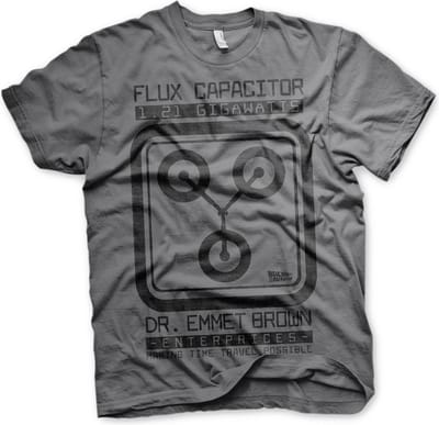 Back To The Future Heren Tshirt -S- Flux Capacitor Grijs