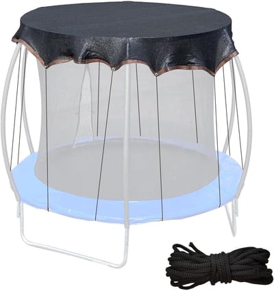 Trampoline Schaduwafdekking - Zonnedak Luifel - Buitenspelen - UV-bescherming - 12FT - Zwart