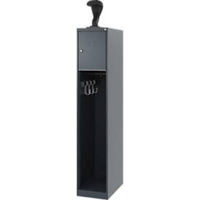 Brandweerkluis C+P Evolo Youngster, 1 compartiment, met helmhouder, vloerglijders, B 300 x D 500 x H 1530 mm, RAL 7016 antracietgrijs