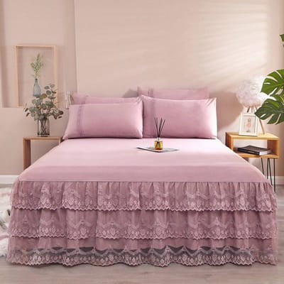 Kanten Ruche Bedrok Kant Kant 3-delige Set Antislip Matrasbeschermer Prinsessenstijl Pilt niet Slaapkamer Bedovertrek 3-delige Set 3Pcs Set-120x200cm