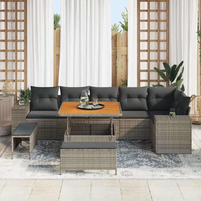 vidaXL Tuin Sofa Set 9 st 6-Aantal zitplaatsen Grijs poly rattan
