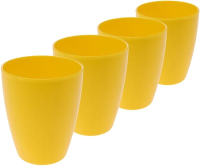 Excellent Houseware drinkbekers van onbreekbaar kunststof - 4x - 340 ml - geel - kinderen - Limonade bekers - Campingservies - picknickservies