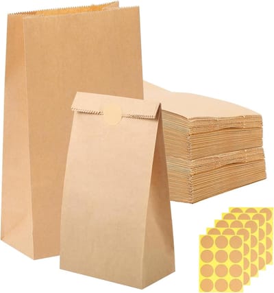 Thijox - 60 Stuks Zak Adventskalender Bruin Kraftpapier met Stickers, Boterhamzakjes en DIY Papieren Zakjes voor Kerst, Bruiloft en Verjaardag