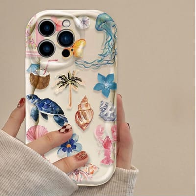 Kleurrijke Zeeorganisme 3D Golvende Case Voor iPhone 16 15 14 13 12 11 Pro Max X XR XS 8 7 Plus SE 2020 Schokbestendige Siliconen Cover For iPhone 15 Pro