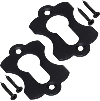 Dailygoods- Rozetplaten - Set van 2 - 60 x 38 x 2 mm - Sleutelgatafdekking - Metaal - Zwart - Inclusief schroeven - Slotrozet
