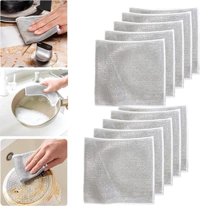 Thijox - 10 Stuks Multifunctionele Draad-Vaatwashandjes - Krasbestendig, Herbruikbare Reinigingsdoek voor Keuken, Pan, Fornuis, Huishouden - Nat & Dro