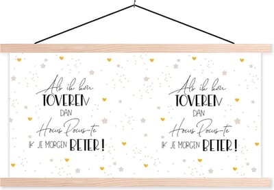 Posterhanger incl. Poster 120x60 cm - Schoolplaat - Beterschap - Quotes - Sterren - Hocus pocus - Textielposter - Blanke latten
