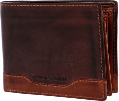 bruno banani Leren Portemonnee Alicante Wallet Quer With Flap Brown / Cognac Bruine