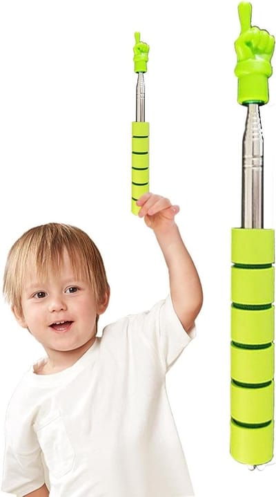 Aanwijsstok Klaslokaal - Lesgeefstok Vinger - Onderwijs Ondersteuning - Telescopisch Verstelbaar - 25 inch Uitschuifbaar - Zilver