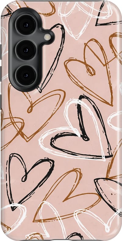 Tough Hoesje met Hartjes Samsung Galaxy S24 | Little Love Tough Case Geschikt voor Mag | Hartjes Print Backcover Samsung Galaxy S24 Artful Hearts