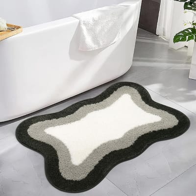 Badkamermat - Ultrazachte, antislip mat met kleurverloop - Waterabsorberende, wasbare microvezelmat - Geschikt voor vloeren, badkuipen en doucheruimtes - Zwart/Grijs/Wit - 40*60 cm