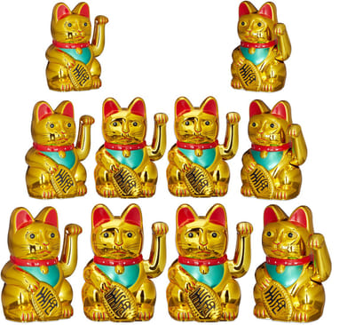 10 x Maneki Neko - zwaaiende kat - geluksbrenger Chinese kat - gelukskat