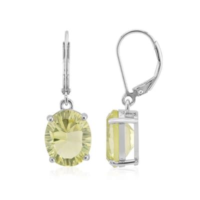 Cavill - Zilveren Oorbellen - 925 Sterling Zilver Rhodium - 7,74 ct Limoen Citrien - Concaaf Ovaal - Elegante Braziliaanse Oorbellen
