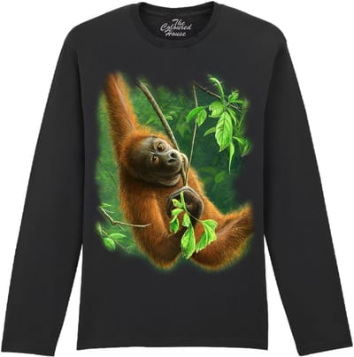 Orangoetan Hanging Orangutan The Coloured House Longsleeve T-shirt XXL