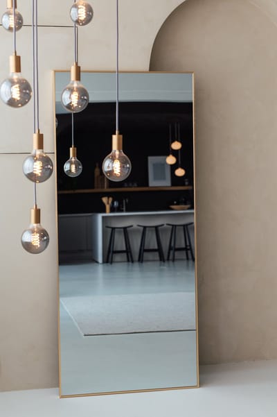 Nordic Style® Rechthoekige spiegel 180x80cm - Zacht Goud - Scandinavische Spiegels - Vierkant - Pas spiegel - Staande spiegel - Kleedkamer spiegel - Pas