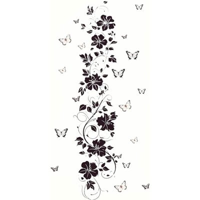 Moderne Stijl Zwarte Bloemenrank en Vlinder Muursticker, voor Zelfklevende Verwijderbare Decoratie op Kunststof Oppervlakken in Slaapkamers, Woonkamers