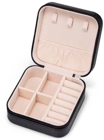 Sieradendoos - Kleine sieradendoos - Mini sieradenopbergdoos - Reissieradendoos - Draagbare opbergdoos voor oorbellen, kettingen, armbanden (zwart)