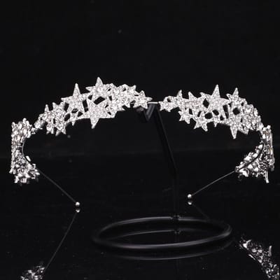 Prachtig Glanzende Diamanten Hoofdband Hoofdband Veelzijdig Accessoire voor Uitgaan Prinses Stijl Fotostudio Foto Ster Legering Strass Hoofdband white