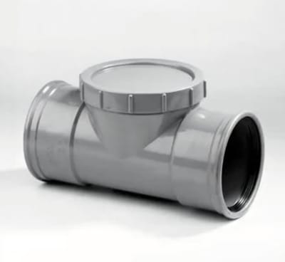 Inspectie T-stuk PVC-U 125 mm SN4 manchet DN125 grijs KOMO/BENOR