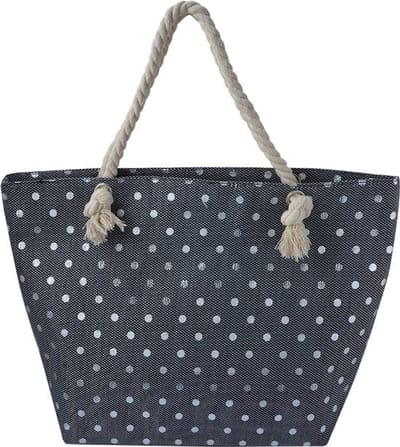 Strandtas Zwart gestippeld, Strandtas, Zwarte strandtas, Zomertas, Strand, Zomer