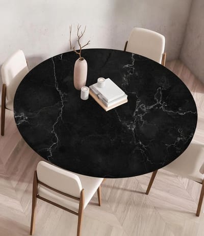 Tafelkleed, vlekbestendig, rond, 80 cm, verstelbaar, marmer, waterdicht, lotuseffect, outdoor tafelkleed voor tuin, restaurant, ideaal voor 70-75 cm