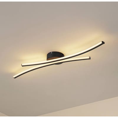 Lindby - LED plafondlamp - 1licht - Aluminium, PVC - H: 5.5 cm - zwart, wit - Inclusief lichtbron