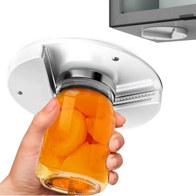 Flesopener - blikopener - allesopener - Hangende flesopener - Blikopener voor onder de keukenkast - Keukenflesopener - 18*18*2 cm - Wit - ABS /roestvrij staal