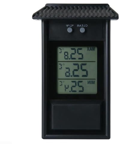 Tuinkas Thermometer - Max Min Meter - Temperatuur Bewaken - Digitaal Display - 14 x 9 x 4 cm - Zwart