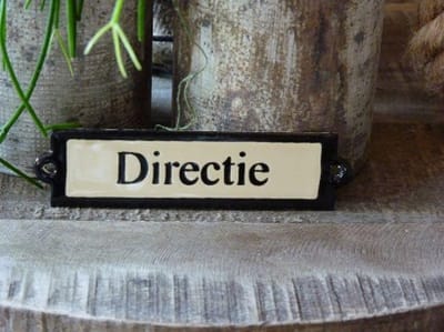 Emaille deurbordje recht 'Directie'