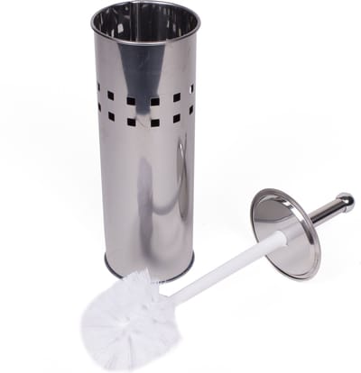 Benson Stijlvolle toiletborstel set - RVS - wit - met deksel - uitneembare lekbak