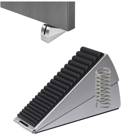 Stevige deurstopper -Door Stopper Wedge -met verstelbare veer voor -wigvormige hoge deurstopper - Zware deurstopperwig -verstelbare veer voor de onderkant van de deur -veiligheidsrubber -deurwigstopper voor elke stevige deur -Zwart