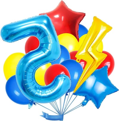 ByShane - Verjaardag Decoratie Ballonnen voor 5 Jaar in Blauw met Bliksem - Geschikt als Feestversiering voor Kinderen
