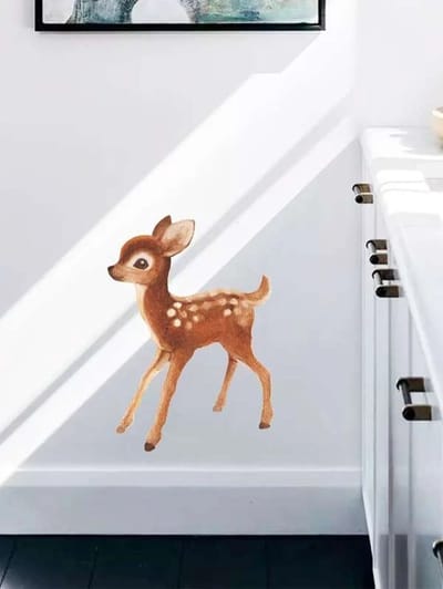 Muursticker - Raamsticker Hert - Hertje - Ree - Winter - Lente - Zomer - Muur Sticker / Raam sticker Keuken – Handgeschilderd | Kinderkamer | Jongens – Meisjes – Baby | Decor - Poster | Verwijderbaar – Zelfklevend plakfolie | DH collection