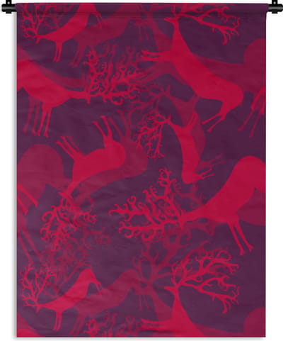 Wandkleed - Wanddoek - Hert - Patroon - Kleuren - 90x120 cm - Wandtapijt