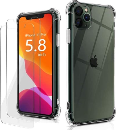 Backcover Backcover Hoesje Geschikt voor: iPhone 11 Pro Anti-Shock TPU Siliconen Case + 2X Tempered Glass Screenprotector