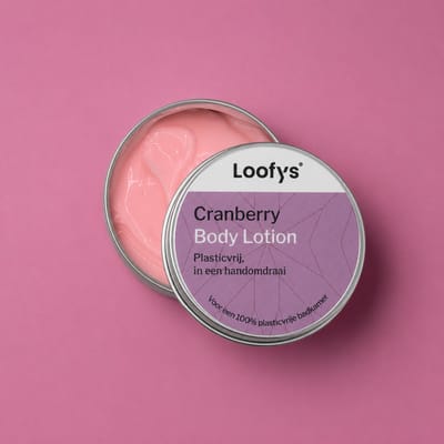 Loofys Body Lotion Cranberry – Natuurlijke & Hydraterende Bodylotion – Plasticvrij, Vegan & Duurzaam – Herbruikbaar Blikje – 30g
