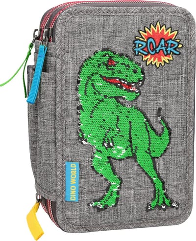 Dino World - Sequin Pattern Triple Pencil Case (410301) /School /Multi