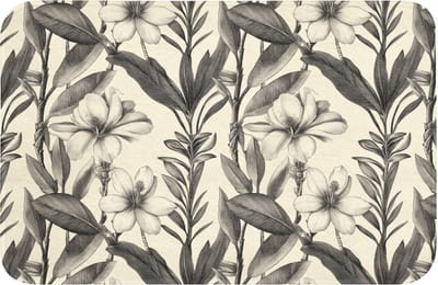 WC mat 60x40 cm - Antislip - Klassiek - Botanisch - Zwart - Beige - Toiletmat - Vloermat - Douchemat - Toilet tapijt - Toiletmatten