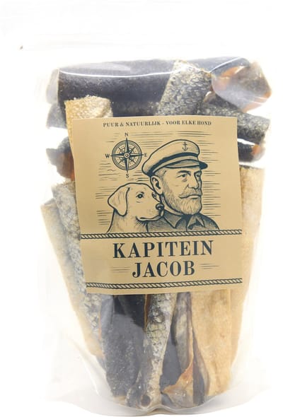 Kapitein Jacob Zalmhuid met Vlees voor Hond - Hondensnacks - 750 Gram - Zalmhuid Hond