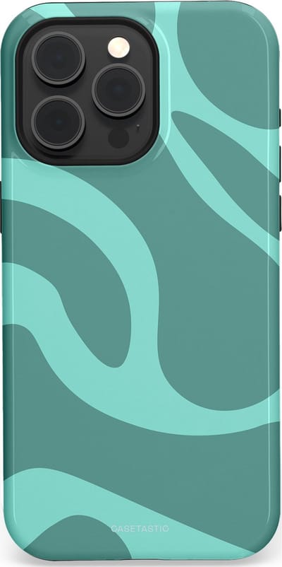 Casetastic Hoesje Geschikt voor Apple iPhone 15 Pro Max Magsafe - Stijlvolle Beschermende Duo-layer Case - Aqua Golven