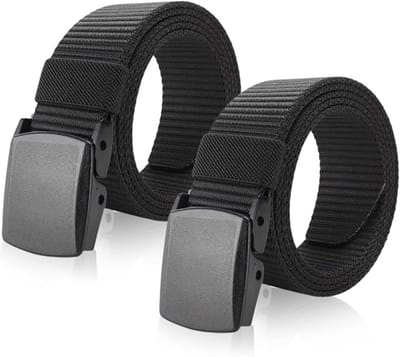 2 stuks Canvas riem voor heren - Broekriem - 130cm - Werkriem - Riem heren - Elastische riem - Zwart - Zonder Gaatje - Premium Broekriem - Elastische broekriem - riem van nylon - uniseks stoffen riem - Elastische riem voor heren
