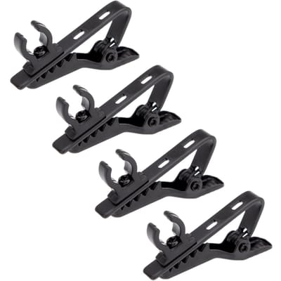 4 PCS Pince Microphone Antidérapante Tapis en Caoutchouc Réduction du Bruit Accessoires Micro Universels Pince Métallique Noir