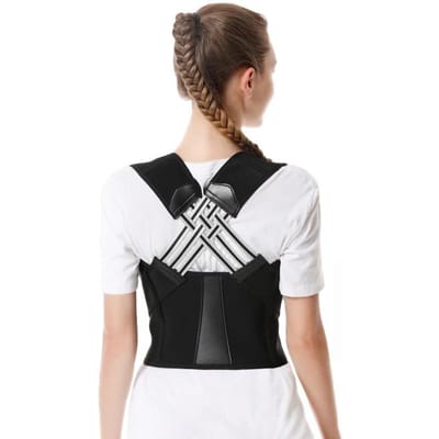 Verstelbare Houding Corrector Voor Vrouwen Mannen Schouderbrace Bovenste Middelste Ruggengraat Ondersteuning Rug Rechtdrukker XXXL zwart