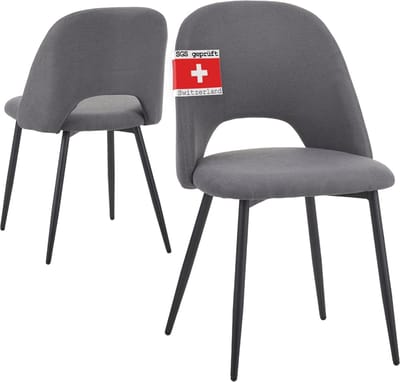 Albatros eetkamerstoelen met stoffen bekleding, set van 2 Silvi, Grijs - Stijlvol vintage ontwerp, stoffen bekleding , SGS-geteste gestoffeerde stoel - Modern