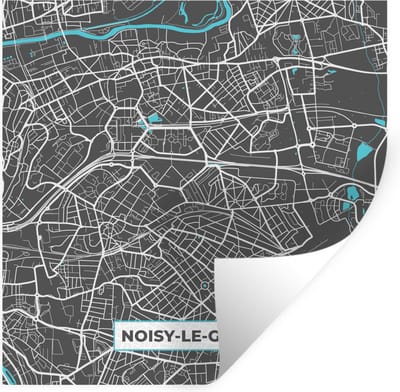 Muurstickers - Sticker Folie - Plattegrond – Kaart – Stadskaart – Frankrijk – Noisy-le-Grand - 100x100 cm - Plakfolie - Muurstickers Kinderkamer - Zelfklevend Behang XXL - Zelfklevend behangpapier - Stickerfolie