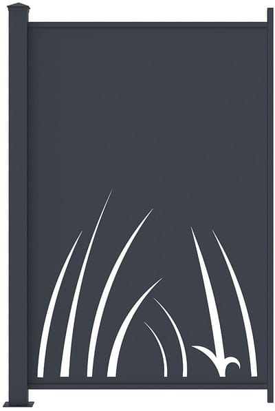 Vente-unique Aluminium schutting met uitgesneden plantenmotief - Uitbreidingskit - H164 x B110 cm - Antraciet - BRAMENO
