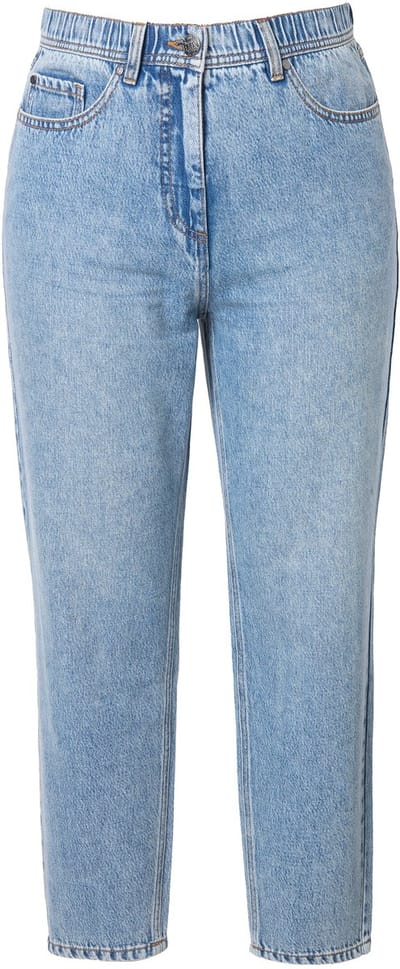 Ulla Popken - Dames - Mom jeans smalle zoom mix van lyocell en denim - Middenblauwe denim - Maat 42